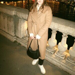 MANGO Camel Wrap Coat - Size 6 🧥